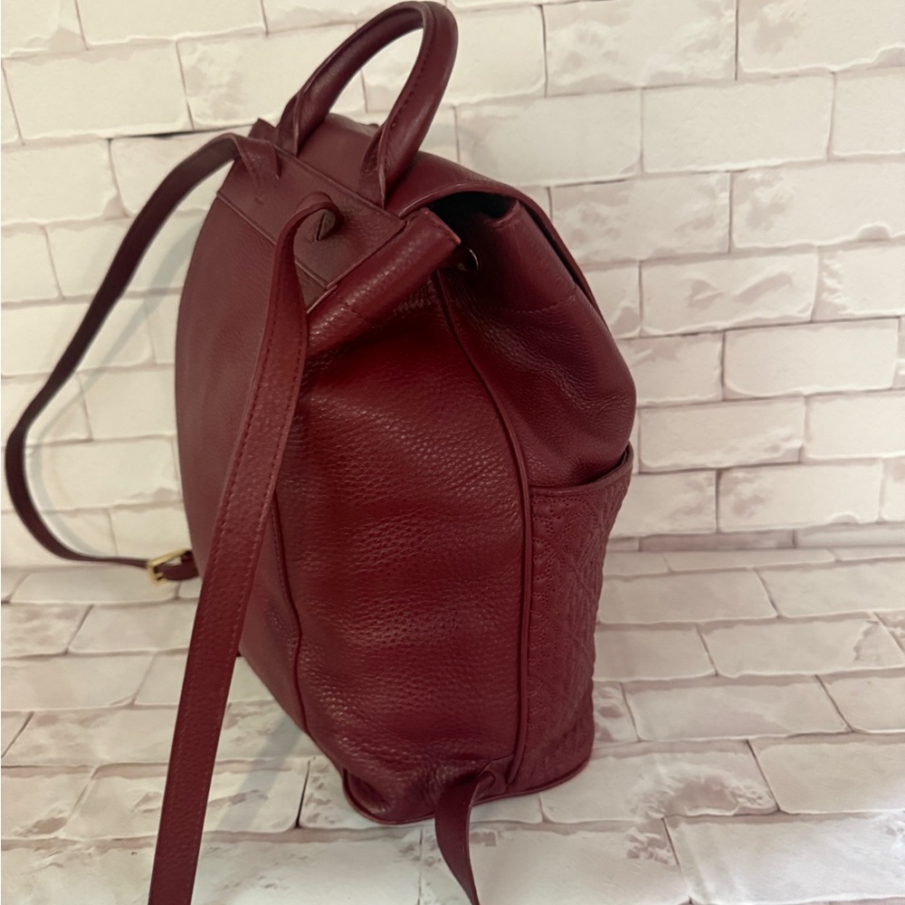 Brand Tory Burch Marion Quilted DRAWSTRING Leather Backpack wine red - Picture 8 of 14